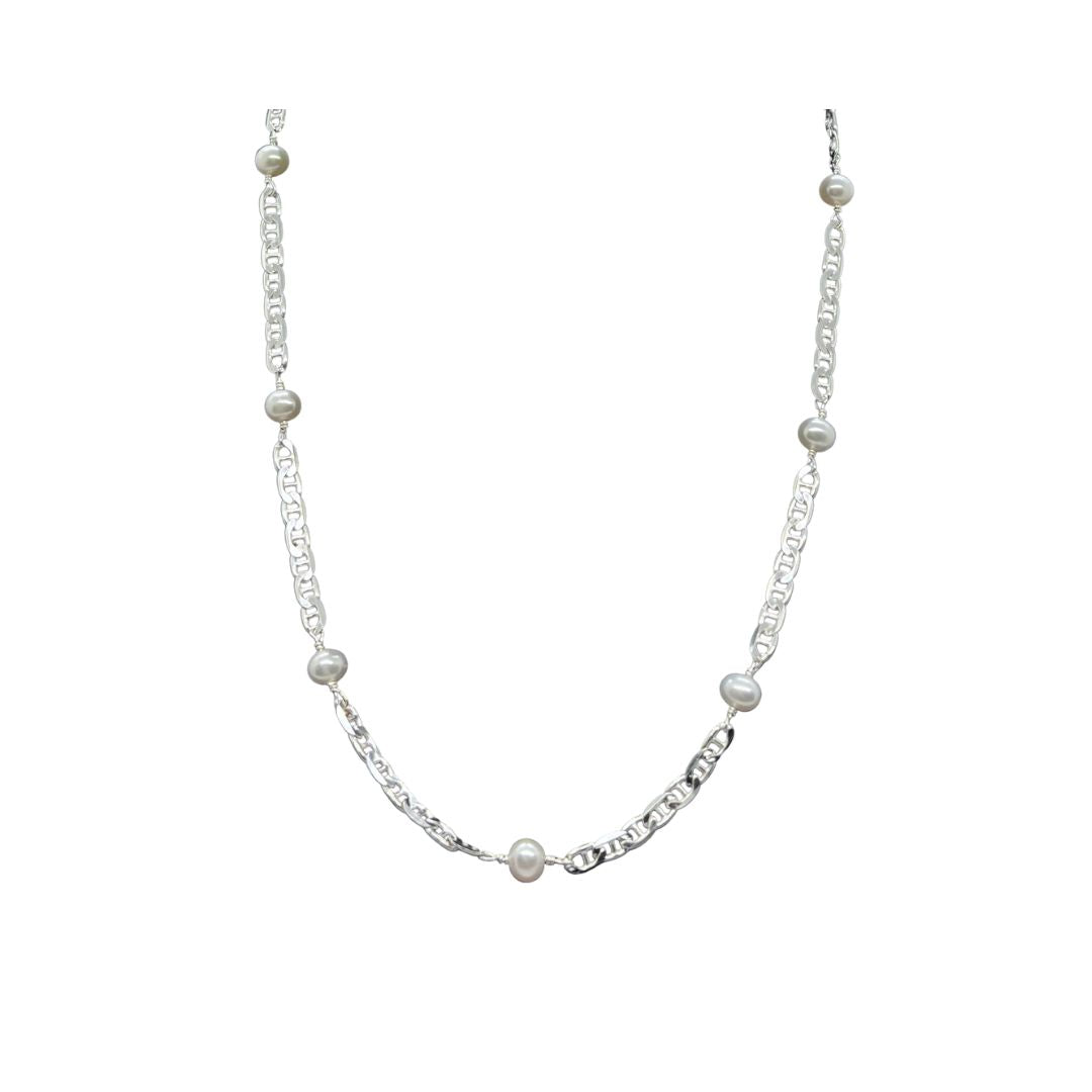 Anchor Chain & Pearl Necklace