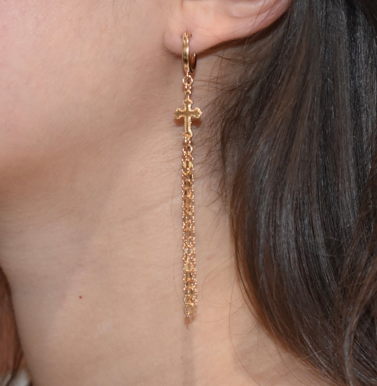 Cross & Chain Earrings