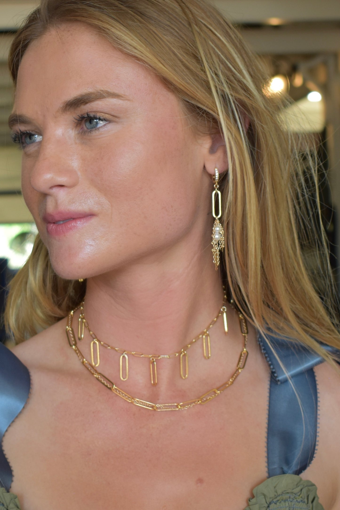 Chic Fringe & Link Pearl Earrings
