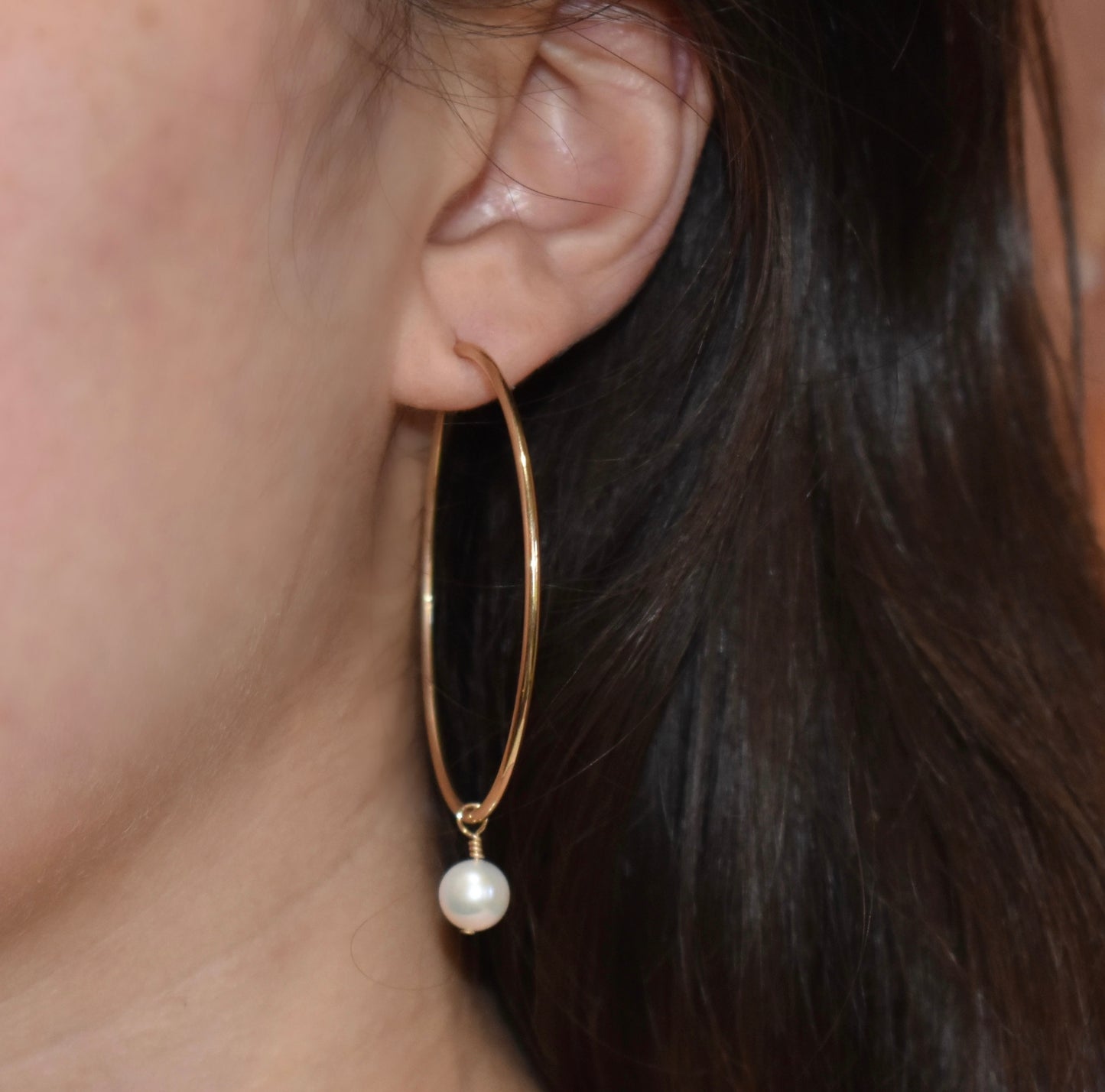 14K Gold & Pearl Hoops
