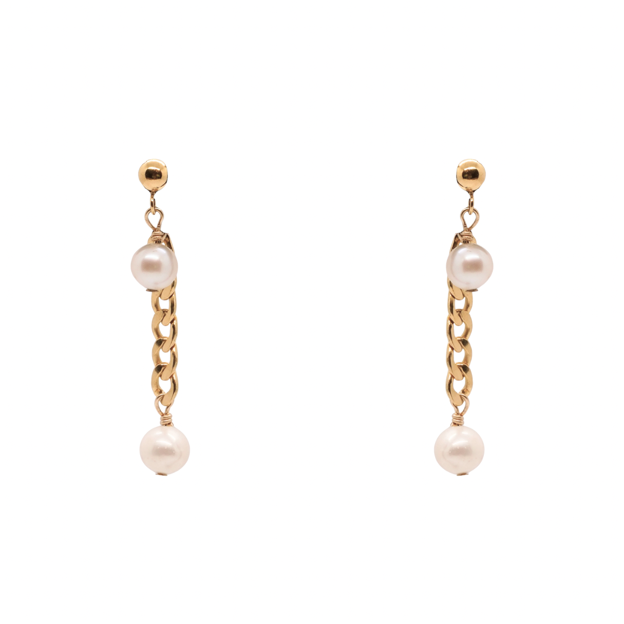 Double Dangle Gold Curb Chain Earrings