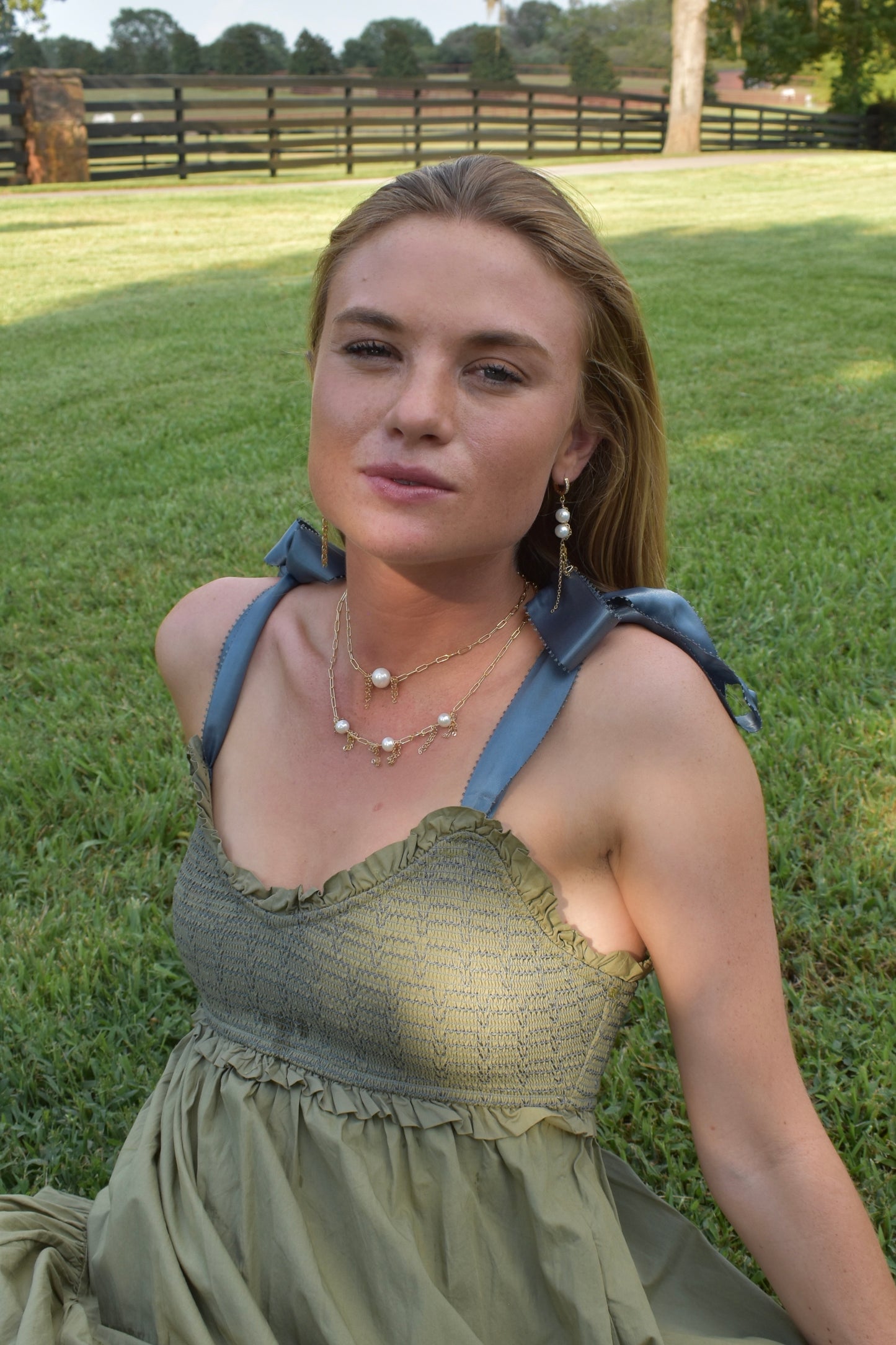 Single Pearl Fringe Necklace