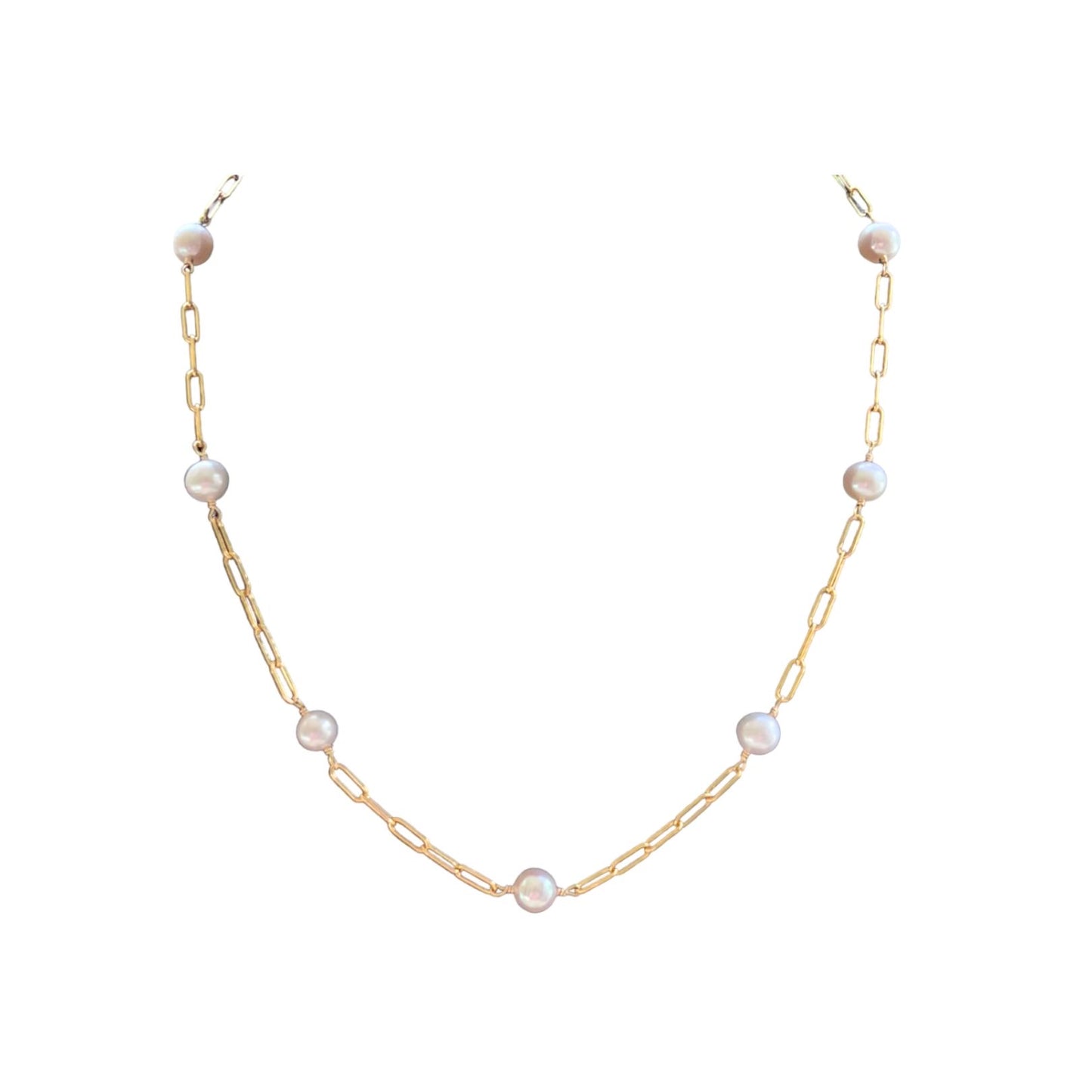 Pearl Chain Gold Necklace