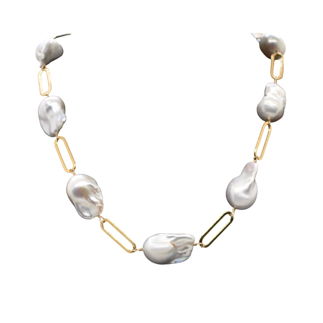 Baroque Pearl Link Necklace