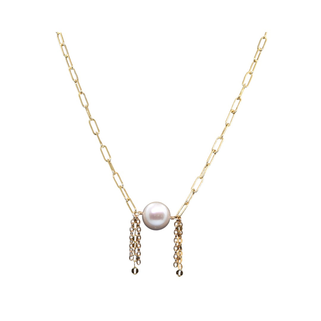 Single Pearl Fringe Necklace