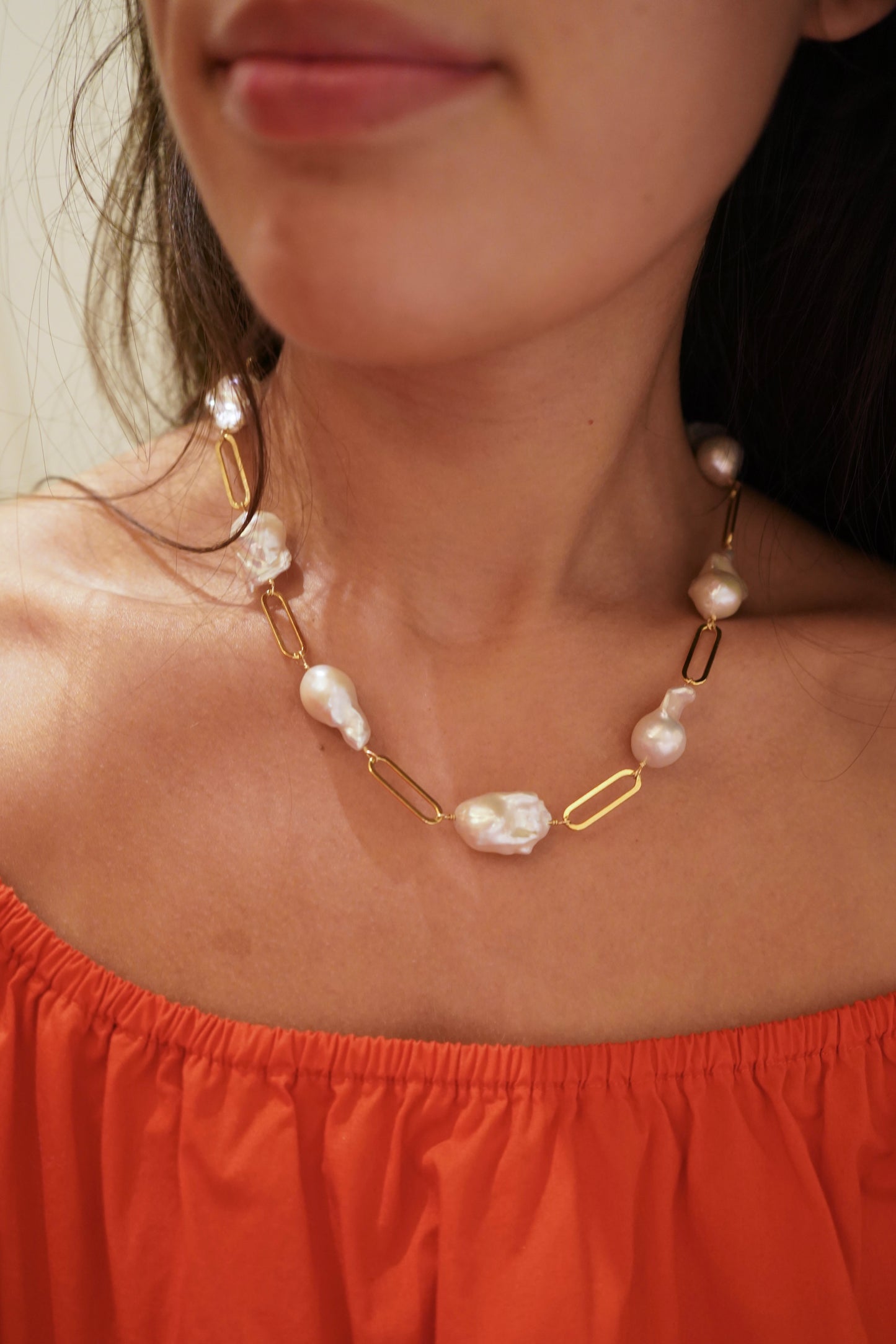 Baroque Pearl Link Necklace