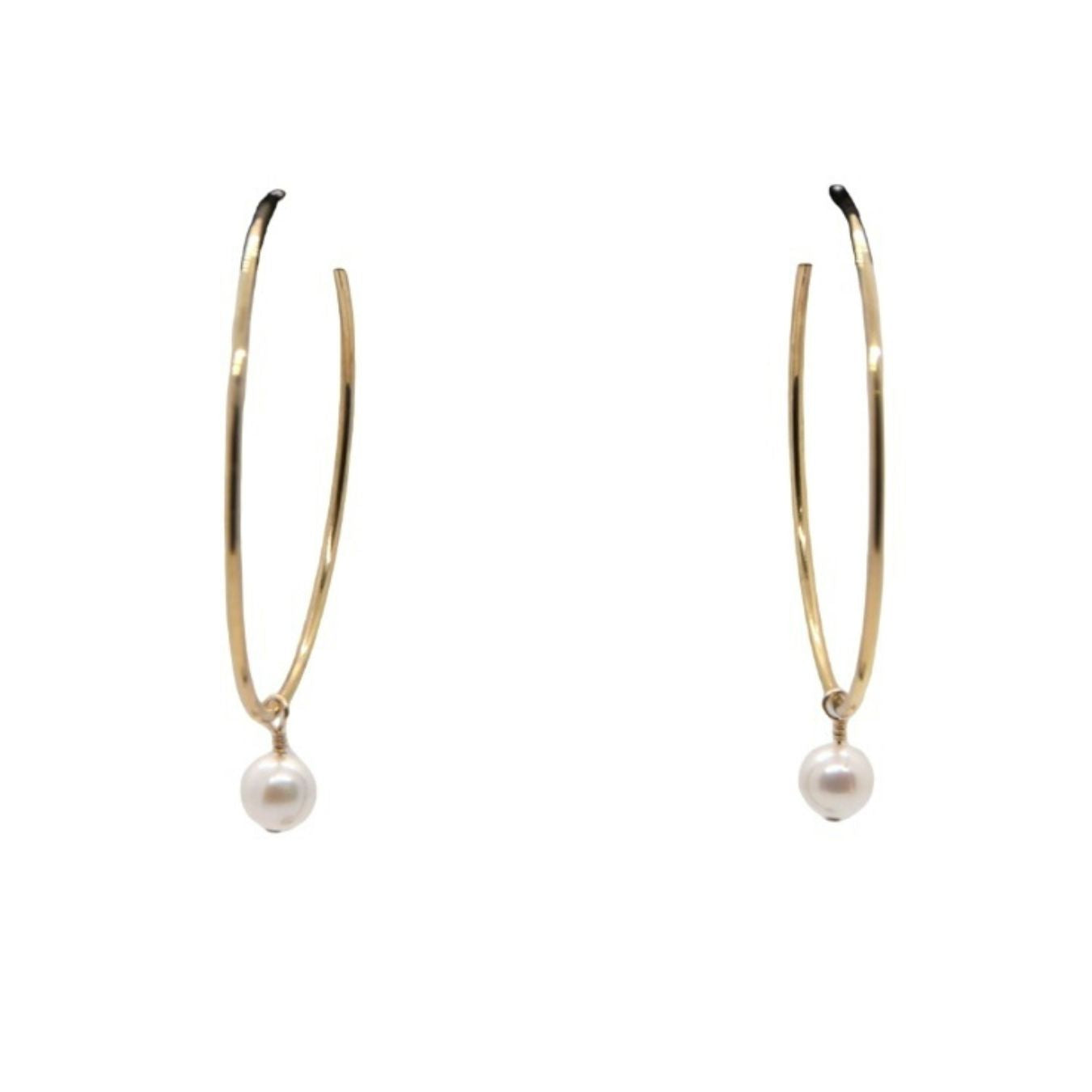 14K Gold & Pearl Hoops