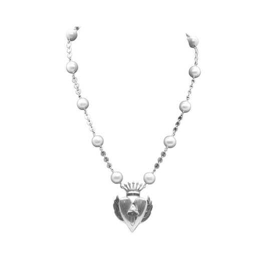 LaLa Charm Silver Disc Chain Necklace