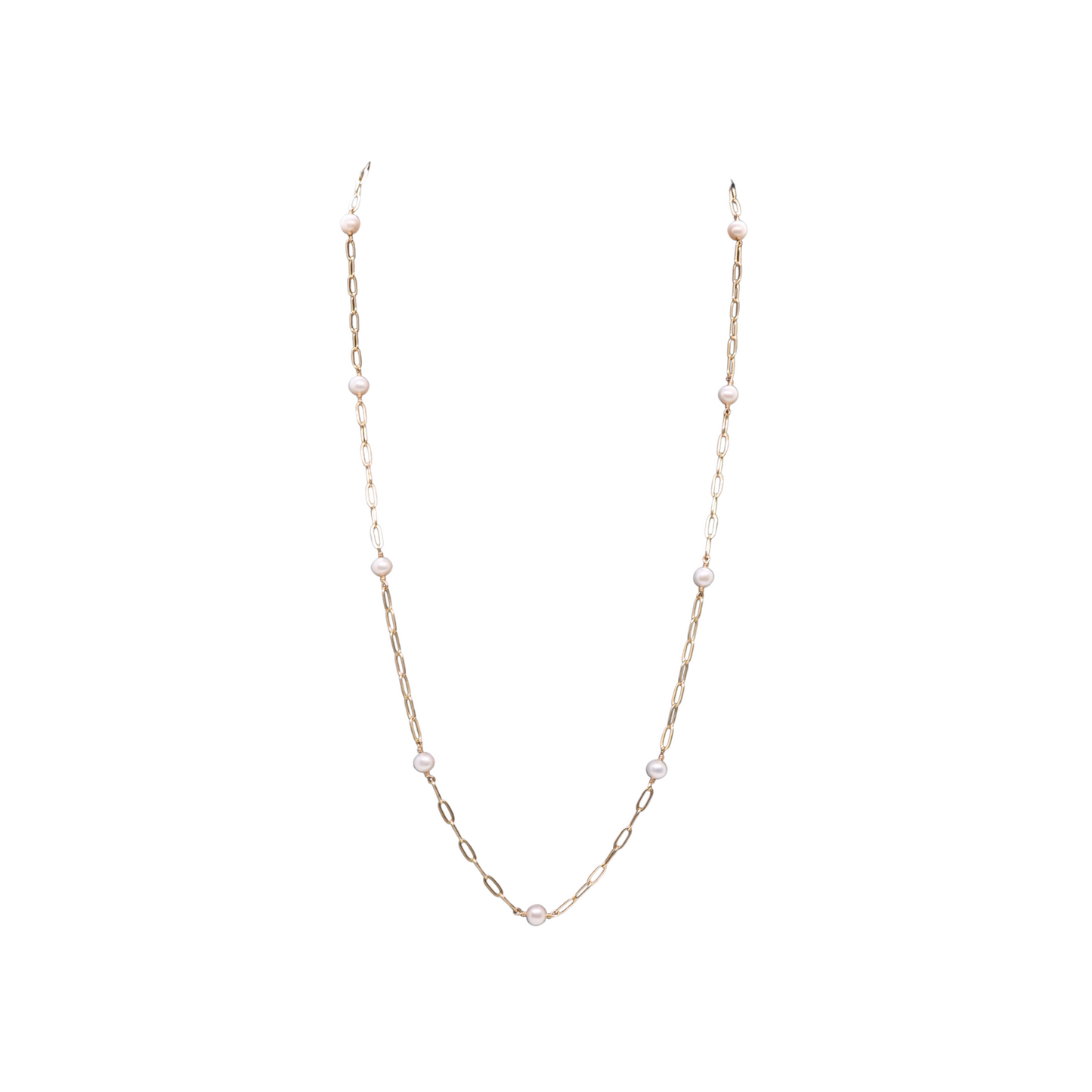 Long Pearl Chain Necklace