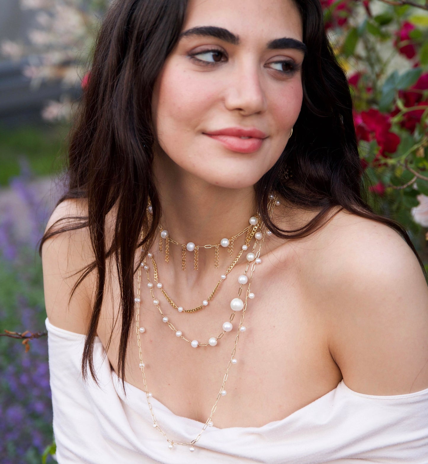Long Fringe Gold Necklace