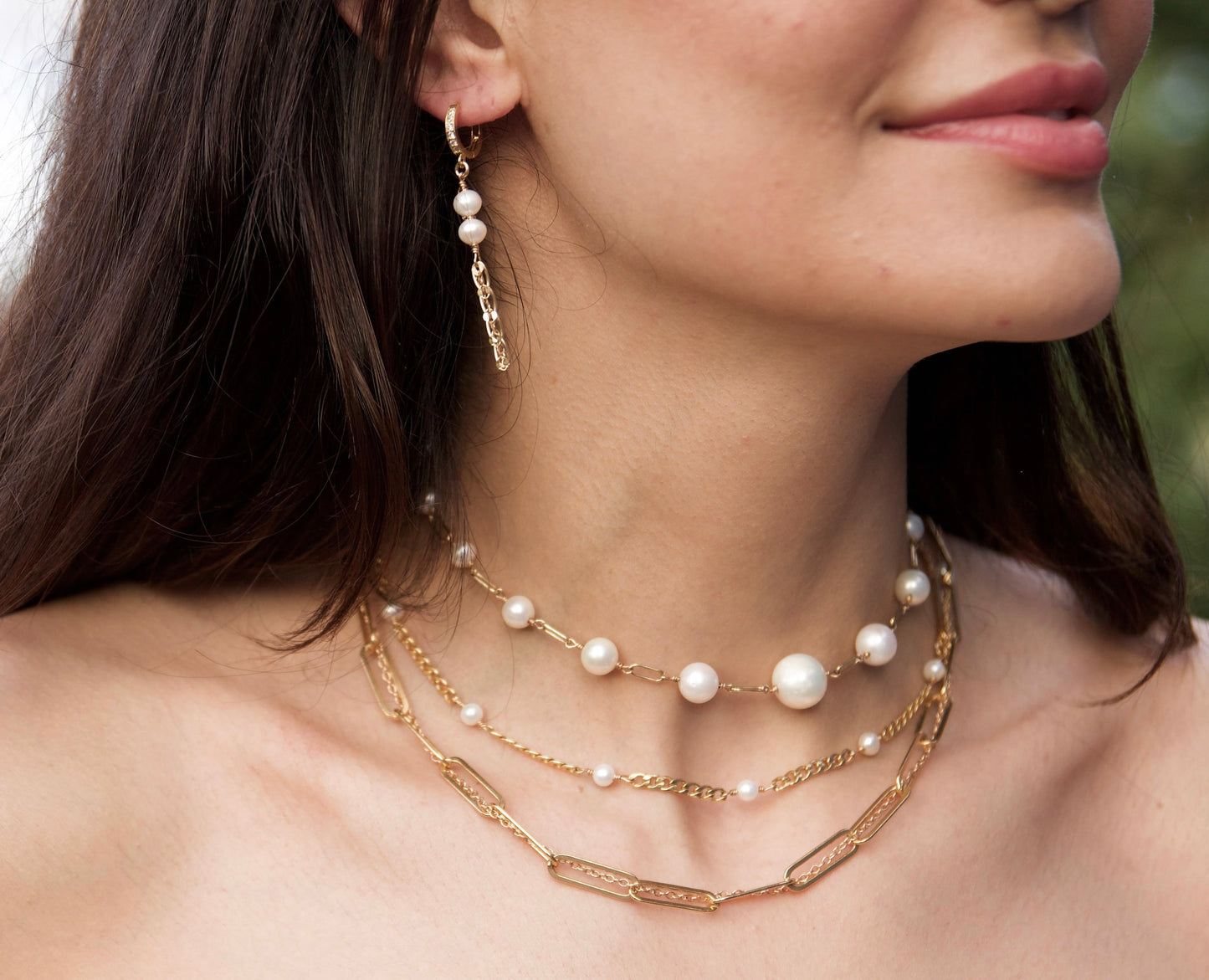 Graduated Gold Pearl Necklace