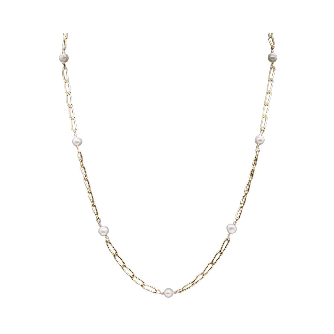 Petite Pearl Curb Chain Necklace