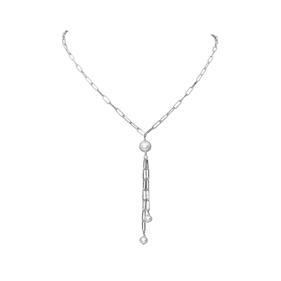 Pearl & Silver Chain Necklace