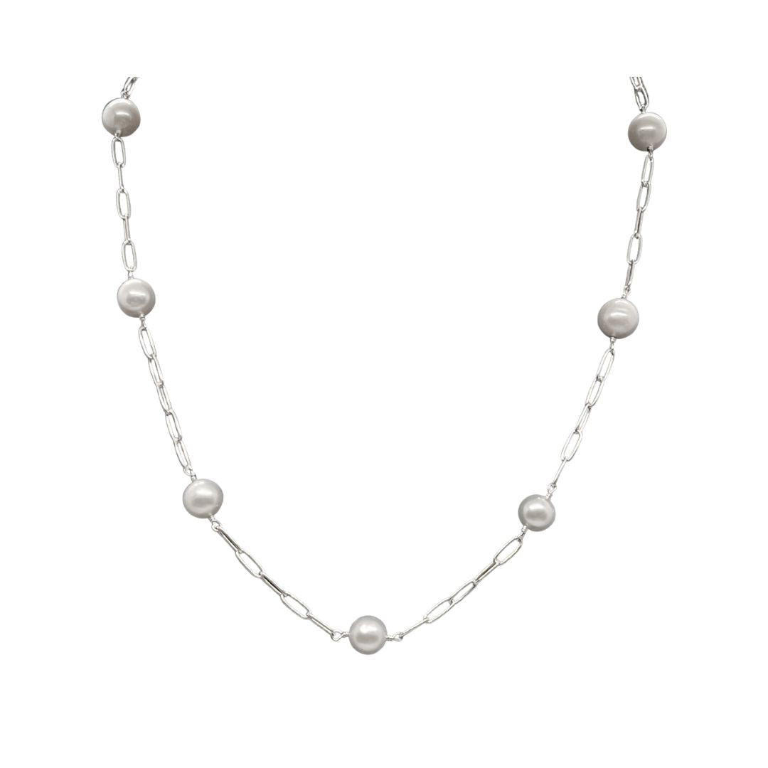 Large Pearl & Chain Necklace