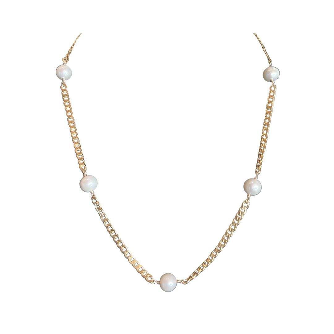 Pearl Curb Chain Necklace