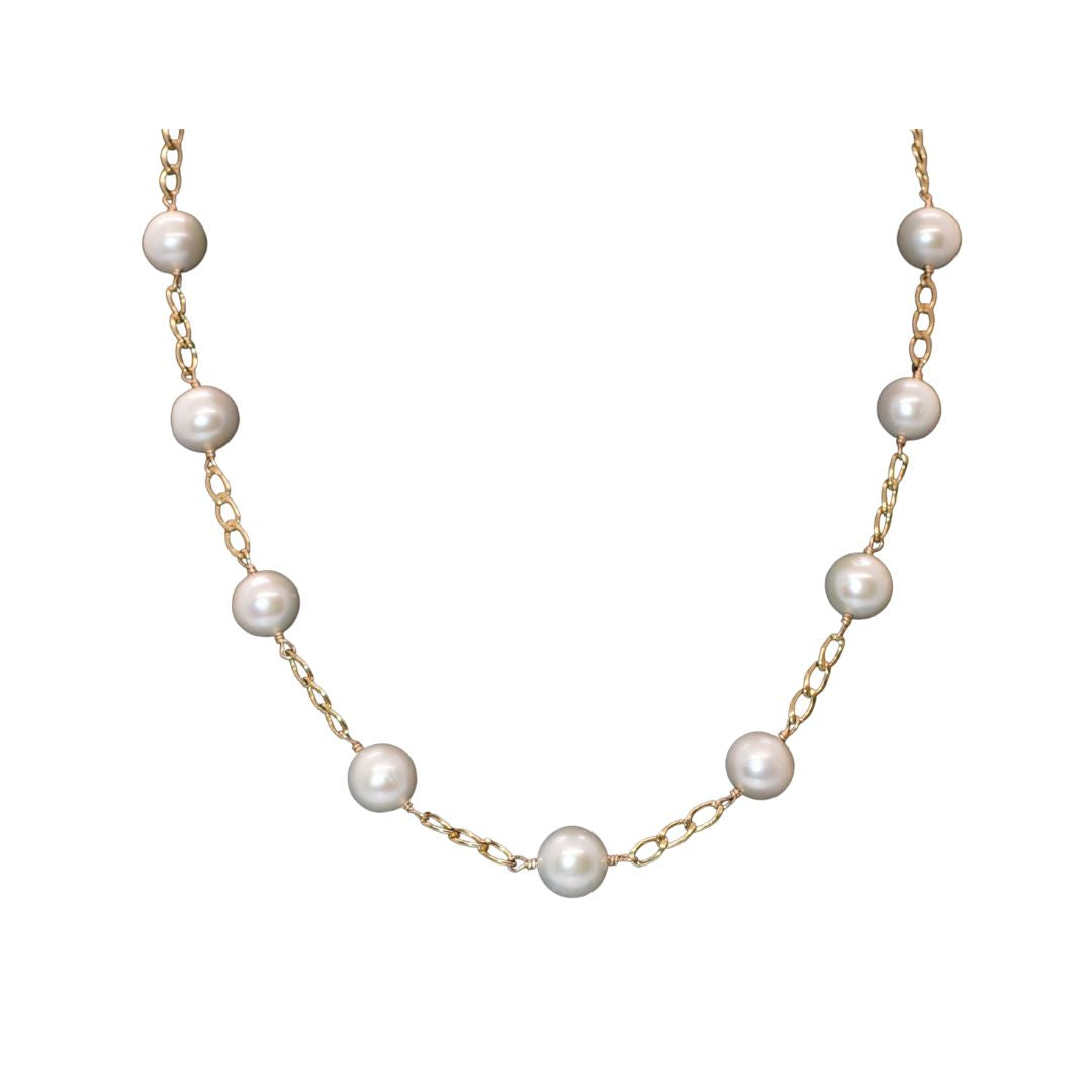 Pearl Curb Chain Choker Necklace