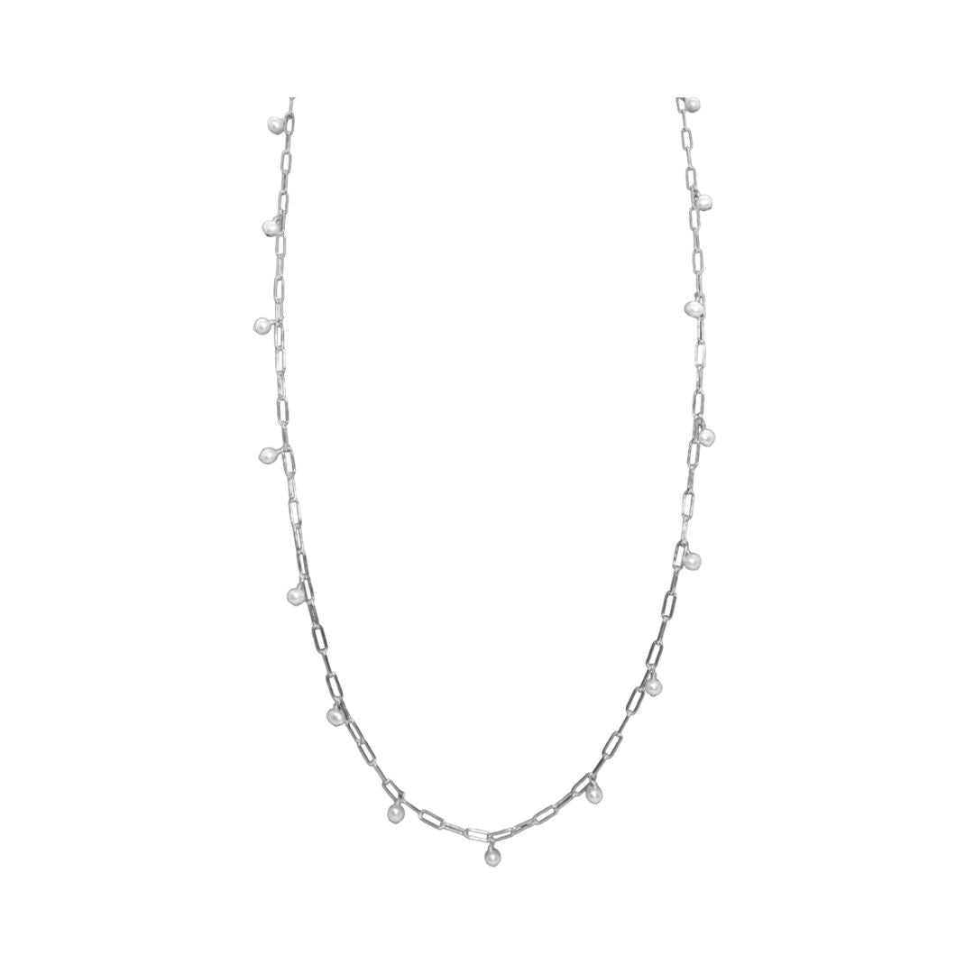 Long Fringe Silver Necklace