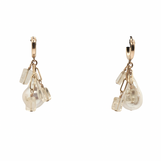 Citrine & Baroque Pearl Earrings