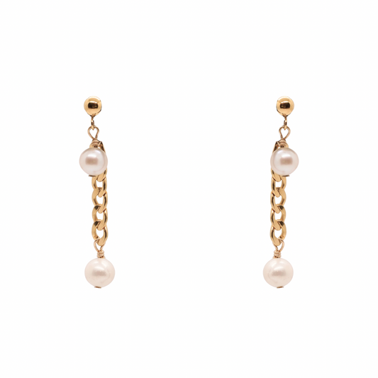 Double Dangle Gold Curb Chain Earrings