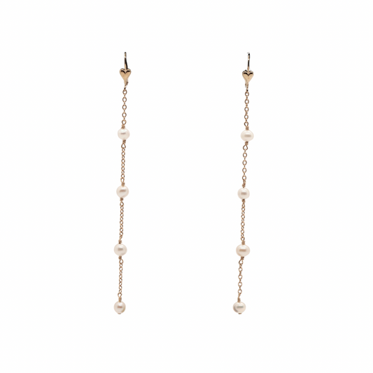 Long Pearl Earrings Gold