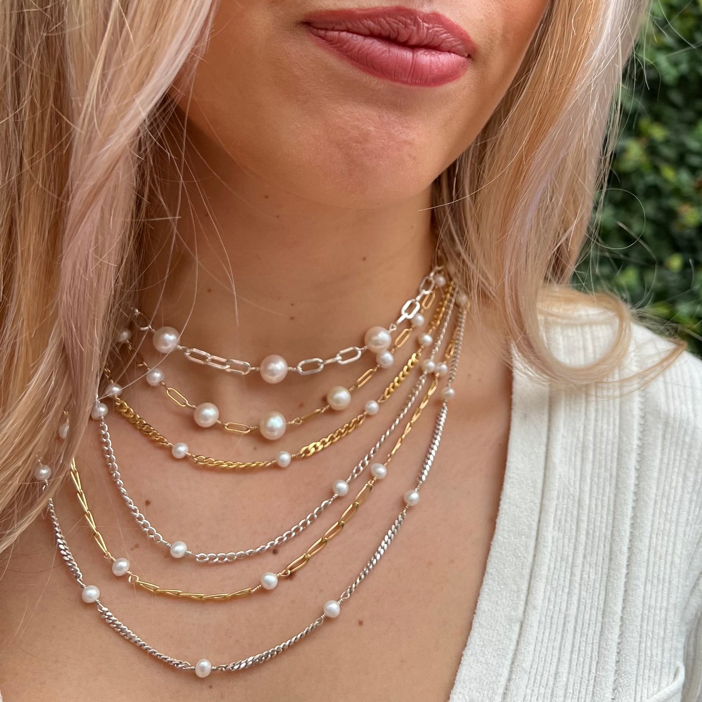 Petite Pearl Curb Chain Necklace
