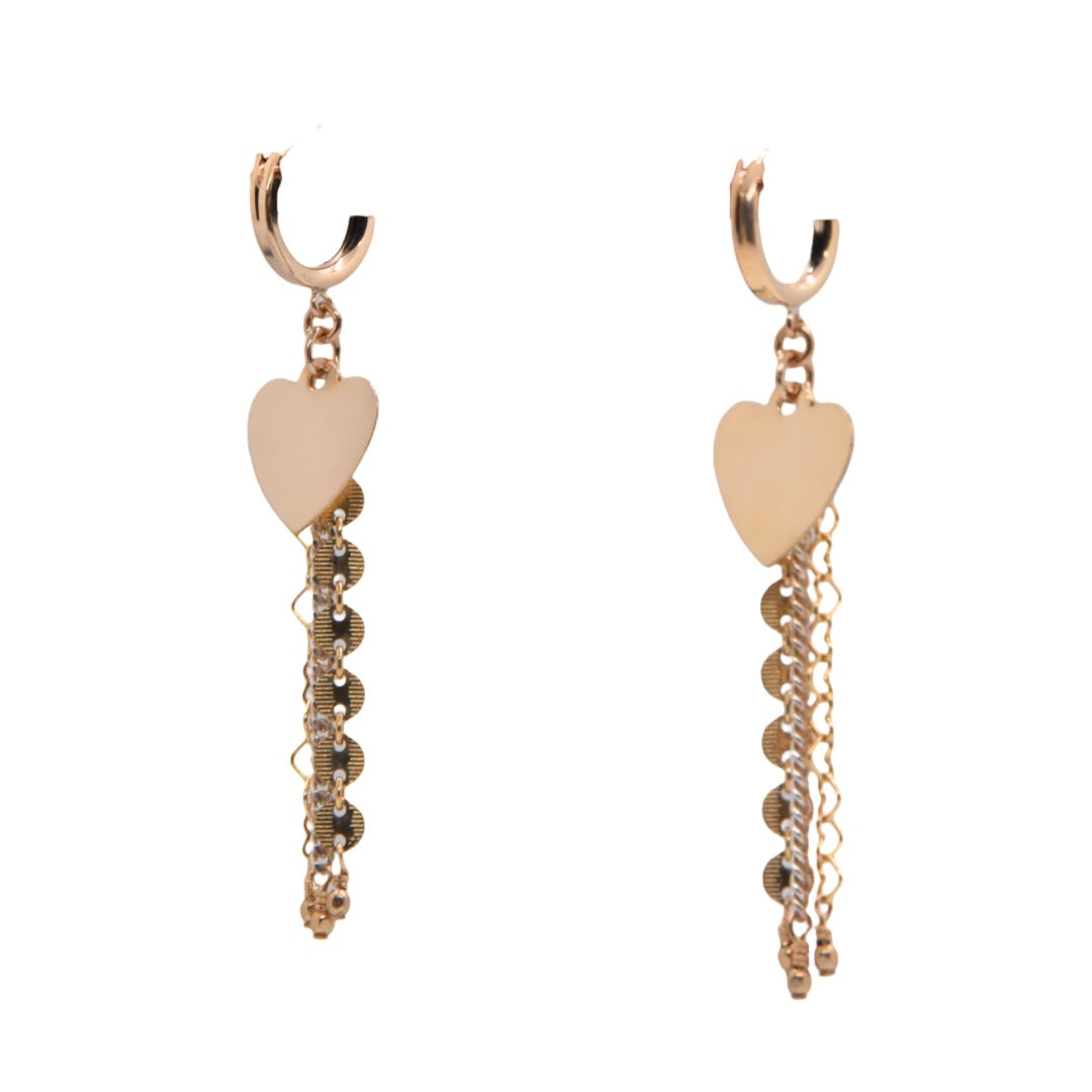 Gold Heart & Chain Earrings
