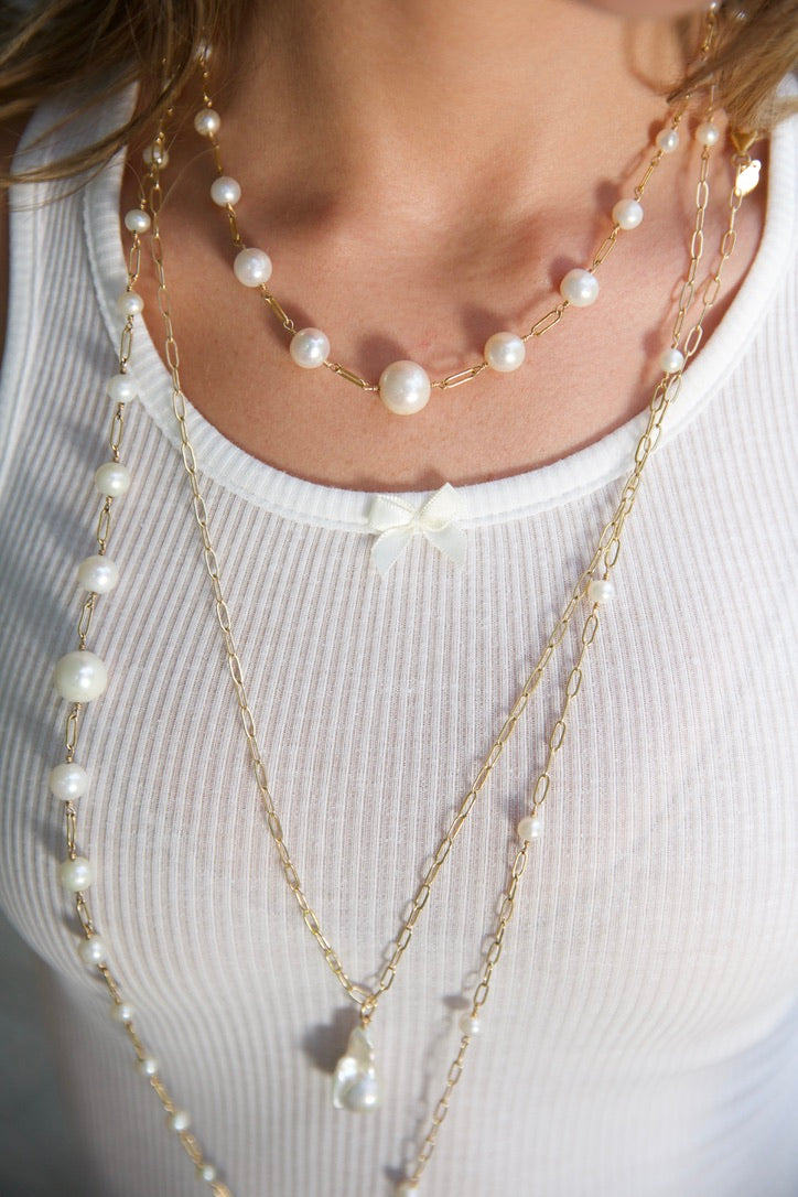 Graduated Gold Pearl Necklace
