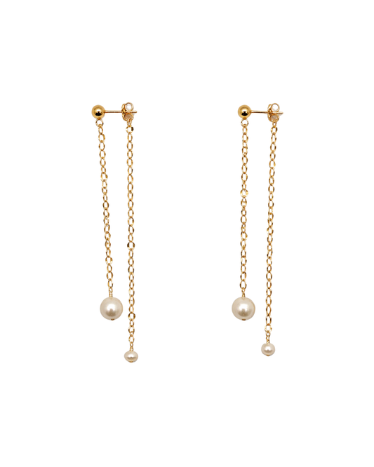 Sparkling Chain Pearl Earrings
