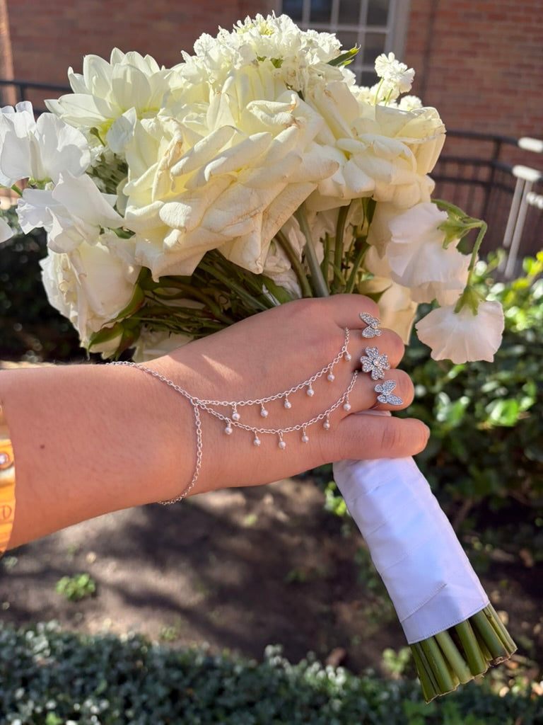 Double Pearl Hand Chain Bracelet