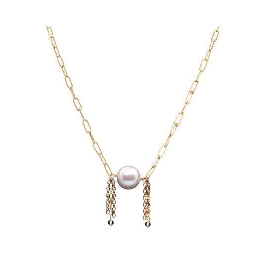 Single Pearl Fringe Necklace
