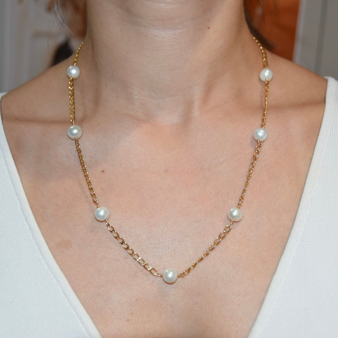 Pearl Curb Chain Necklace