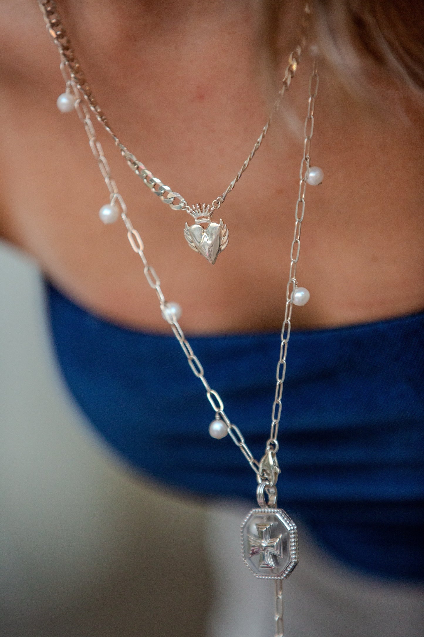 Long Fringe Silver Necklace