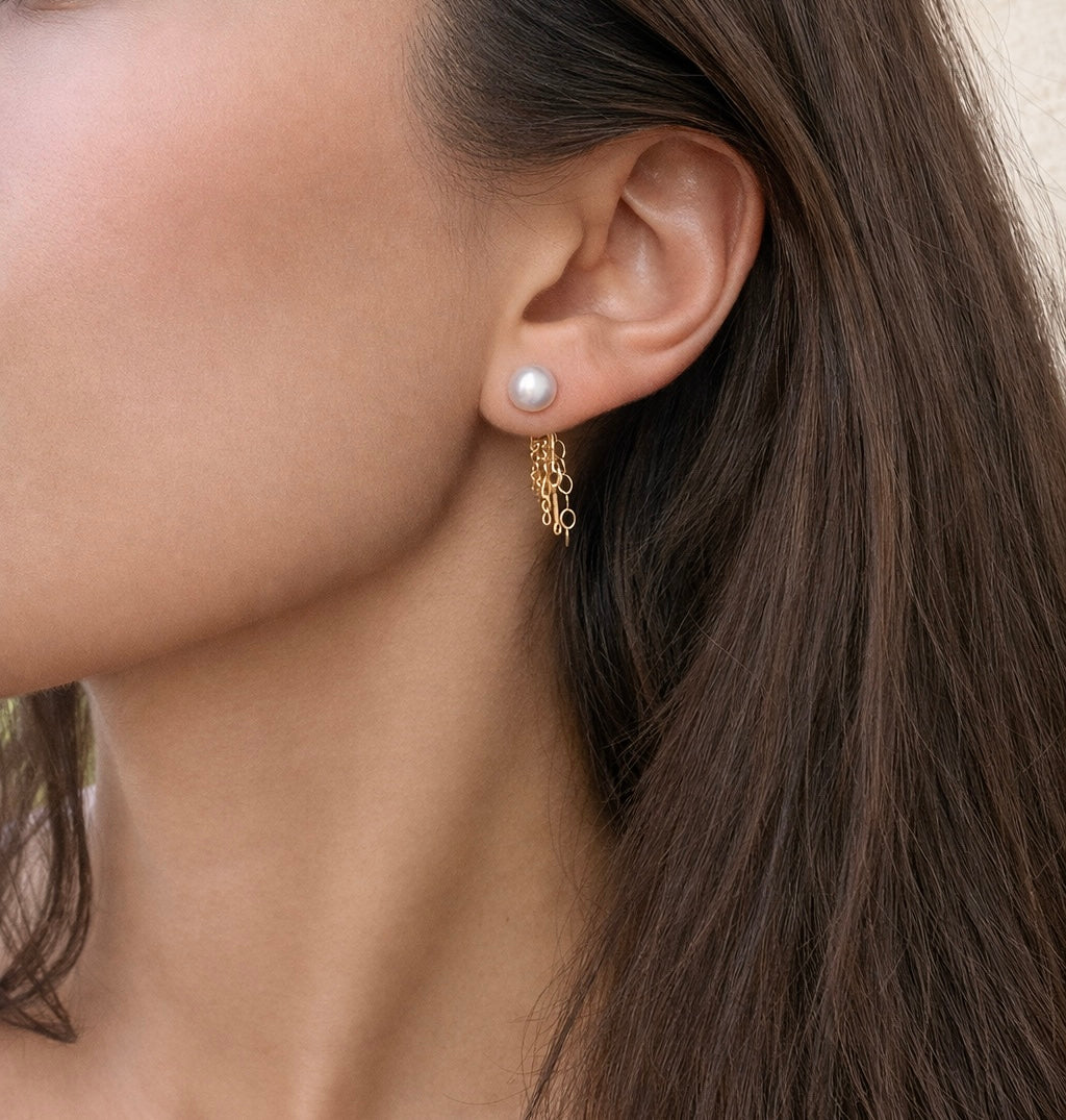 Pendientes de perlas y cadena de oro