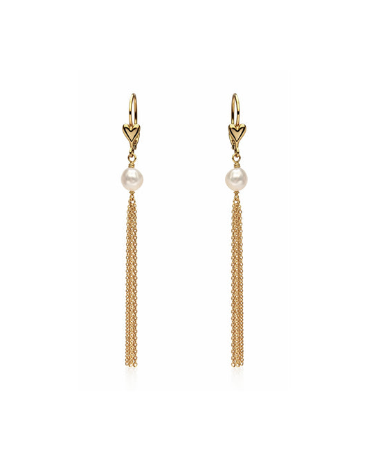 Heart Pearl With Gold Fringe