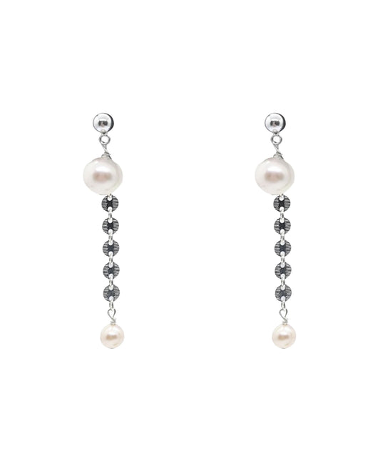 Double Dangle Silver Earring