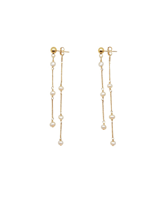 Petite dripping pearl earrings