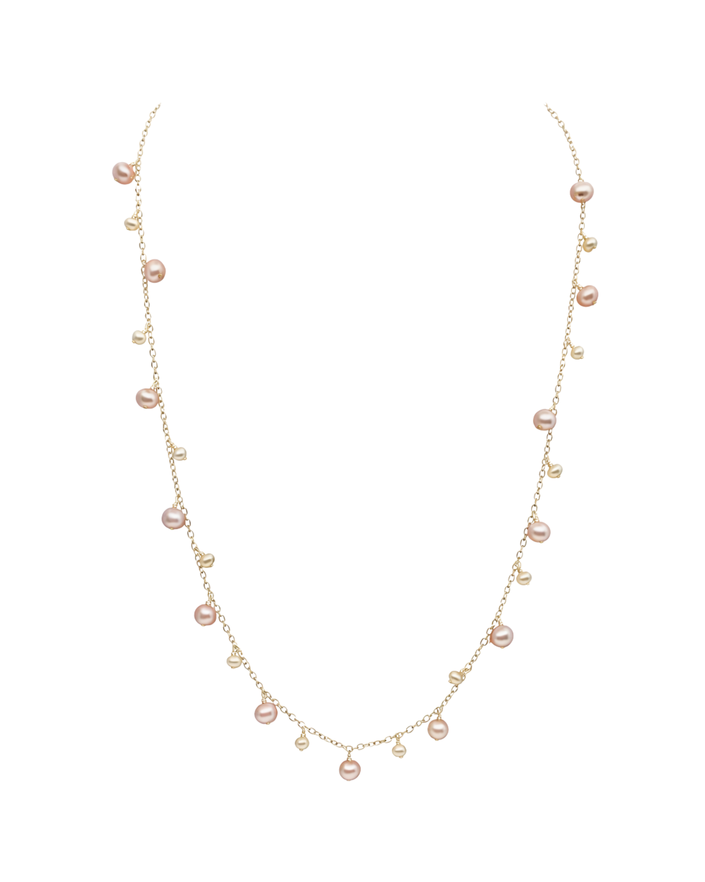 Collar de perlas blancas y lavanda
