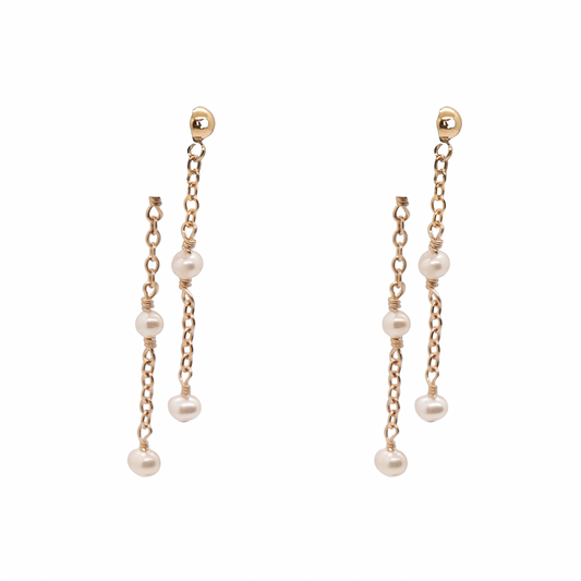 Double Petite Pearl Earrings