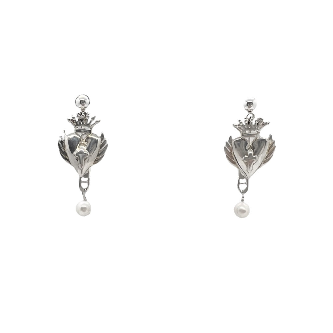 LaLa Charm Silver Double Dangle Earrings