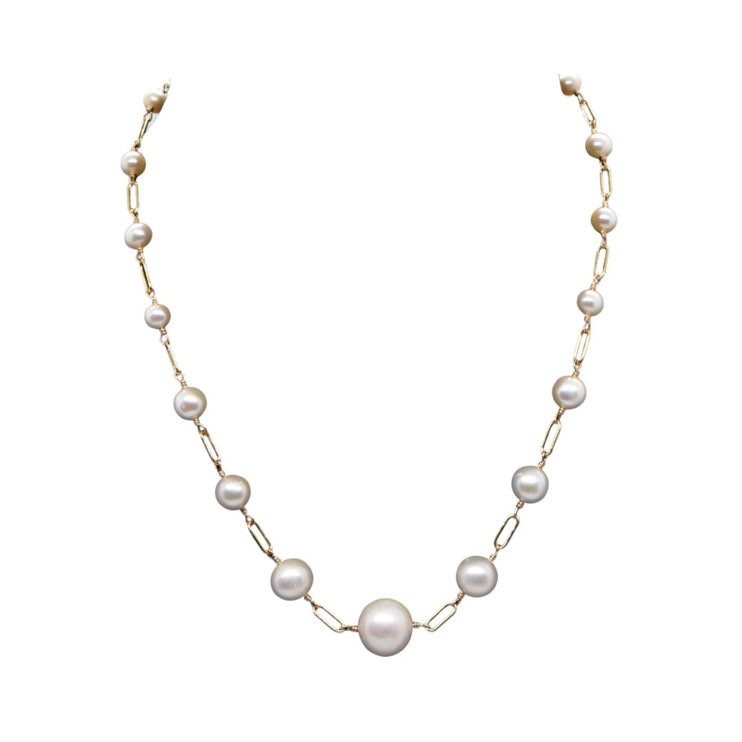 Graduated Gold Pearl Necklace