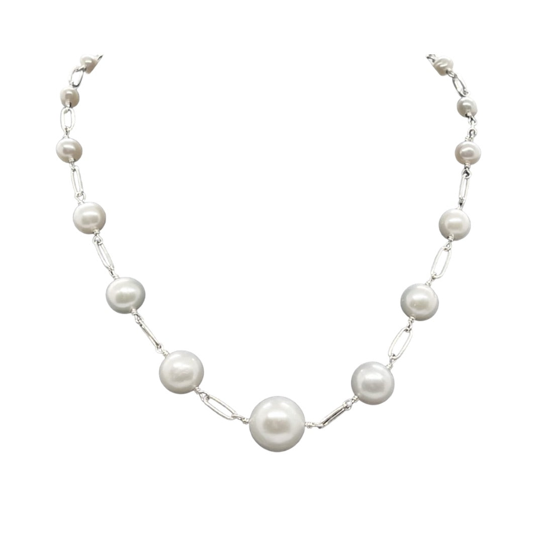 Graduated Silver Pearl Necklace