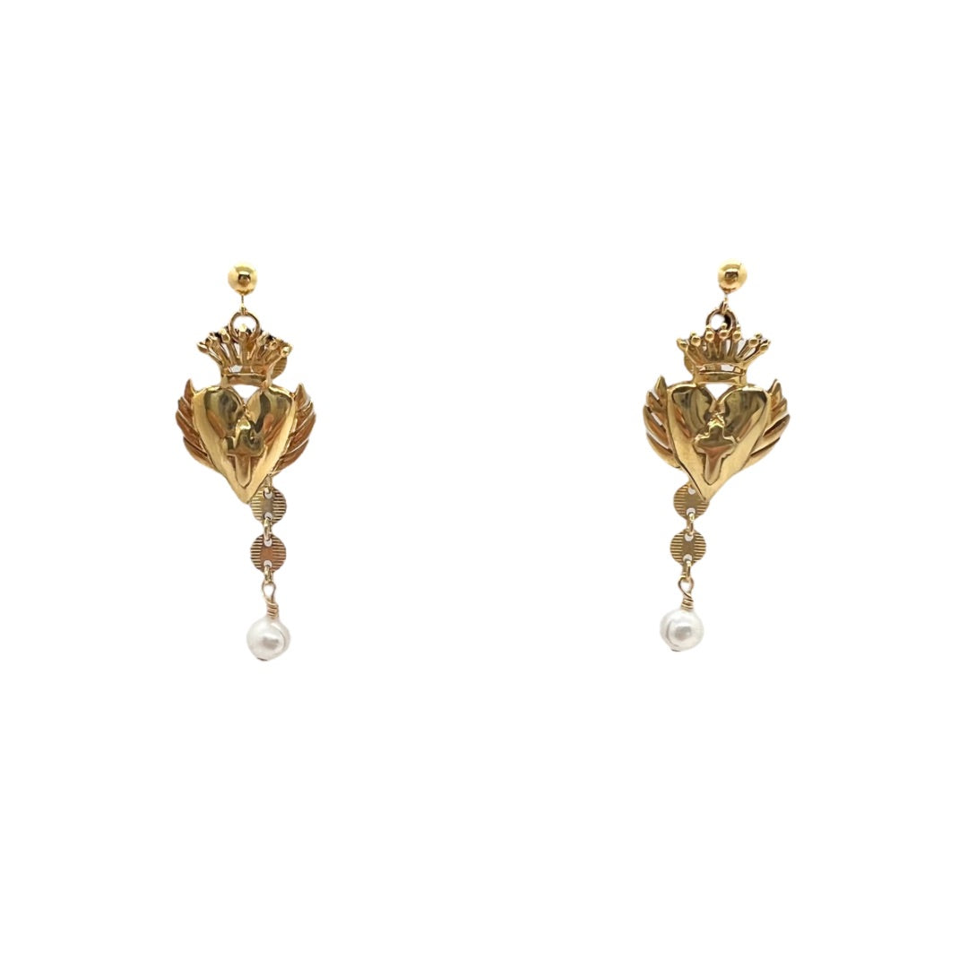 LaLa Charm Gold Double Dangle Earrings