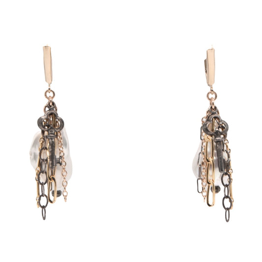 Baroque Pearl & Key Earrings