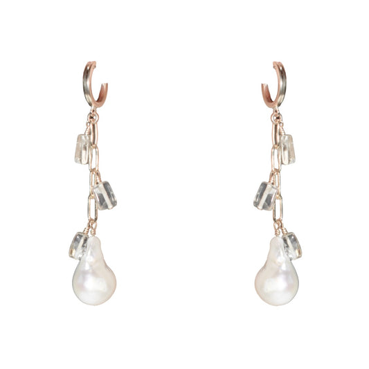 Citrine & Baroque Pearl Earrings