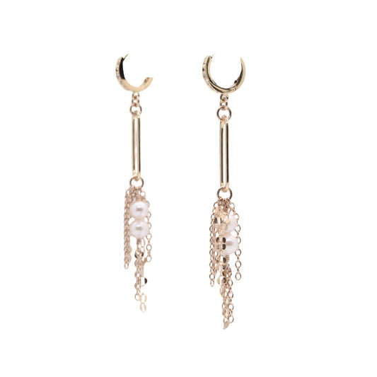 Chic Fringe & Link Pearl Earrings