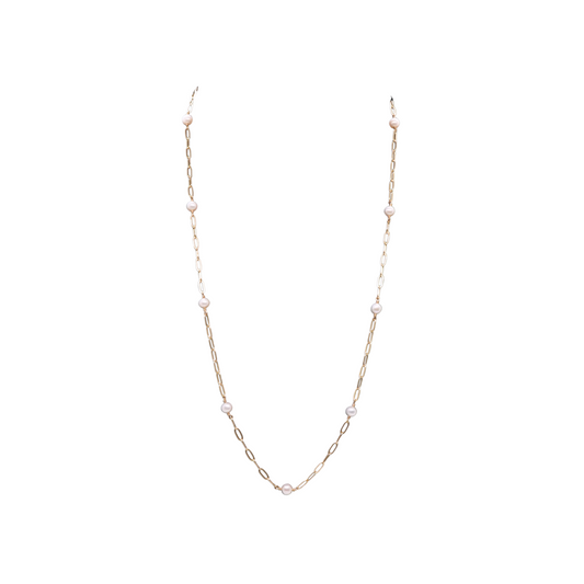 Long Pearl Chain Necklace