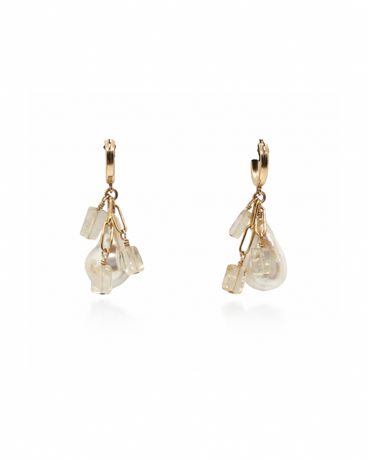 Citrine & Baroque Pearl Earrings
