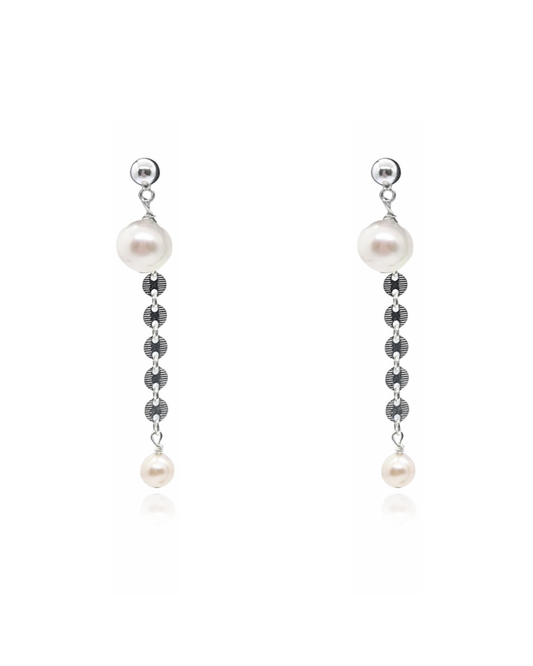Double Dangle Silver Earring