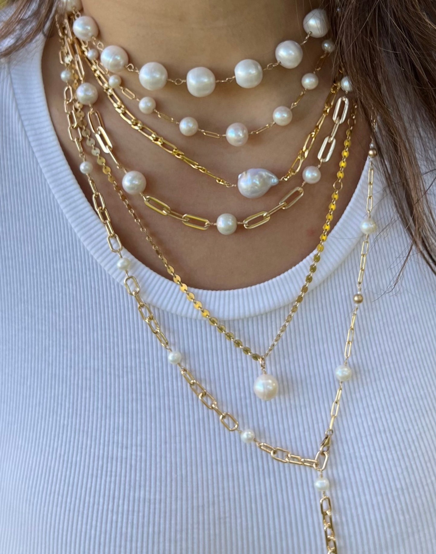 Gold Chain & Pearl Necklace