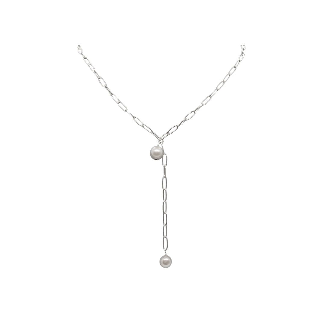 Pearl & Silver Chain Necklace